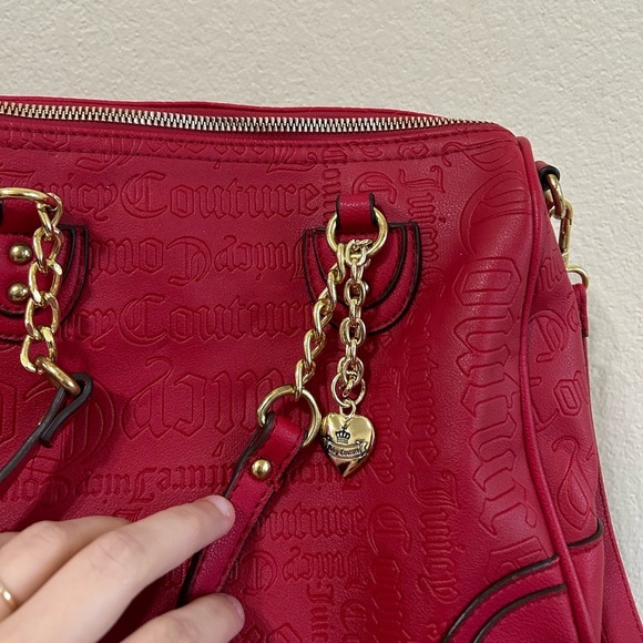 Juicy Couture Best Sellers Fame Satchel Bag Red Shoulder Handbag Travel Charm - Picture 9 of 11